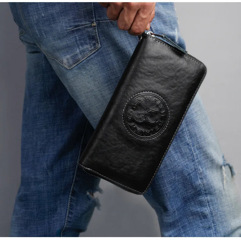 100% Genuine Leather Wallet RFID Anti-theft Brush Men&