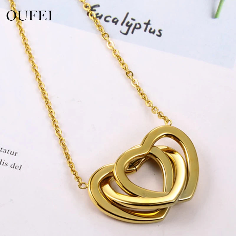 Heart Necklaces For Women Stainless Steel Jewelry chain