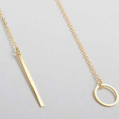 NK547 Punk Women Jewelry Minimalist Tiny Dainty Collier Unique Round Circle Bar Pendant Short Clavicle Necklace For Girl Chain