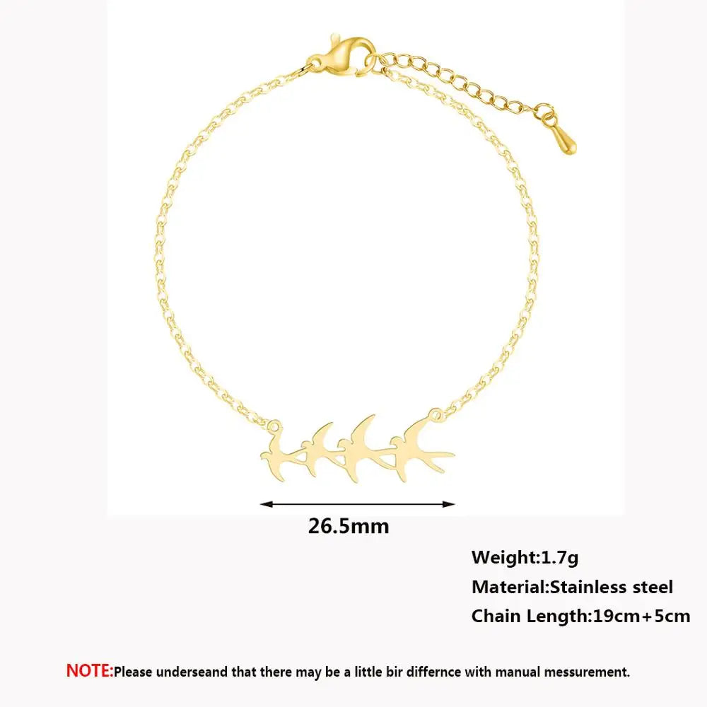 Chandler Stainless Steel Bird Bracelet Flying Bird Charm Exquisite Animal Hypoallergenic Simple Jewelry for Women