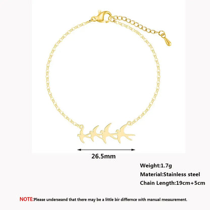 Chandler Stainless Steel Bird Bracelet Flying Bird Charm Exquisite Animal Hypoallergenic Simple Jewelry for Women