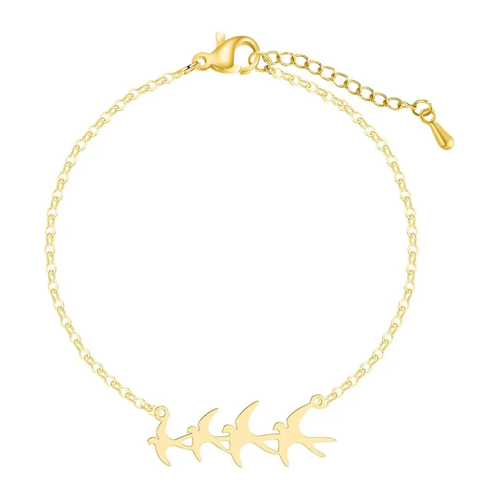 Chandler Stainless Steel Bird Bracelet Flying Bird Charm Exquisite Animal Hypoallergenic Simple Jewelry for Women