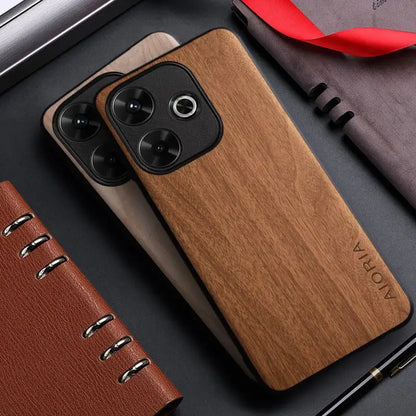 Case for Xiaomi Redmi 13 12 10 9 8 6 5 Plus 12C 10A 10C 9A 9C 8A 4G 5G funda bamboo wood pattern Leather cover for redmi 13 case