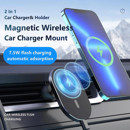 100W Magnetic Car Wireless Charger Air Vent Holder Mount for macsafe iPhone12 13 14 15Pro Max Mini Fast Car Charging Phone Stand