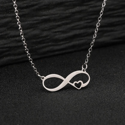 Stainless Steel Necklaces Infinity Love Heart Shape Symbol Simple Elegant Pendant Choker Necklace For Women Wedding Jewelry Gift