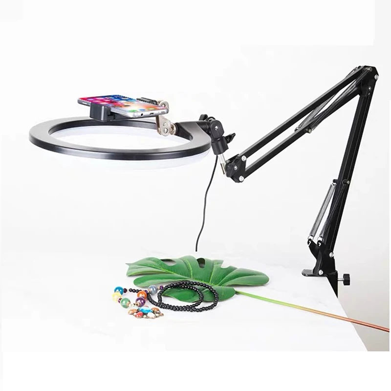 Desktop Ring Light with Stand for Cell Phone Video Shooting Song Lighting for Product Photography Streaming Photo Ringlight