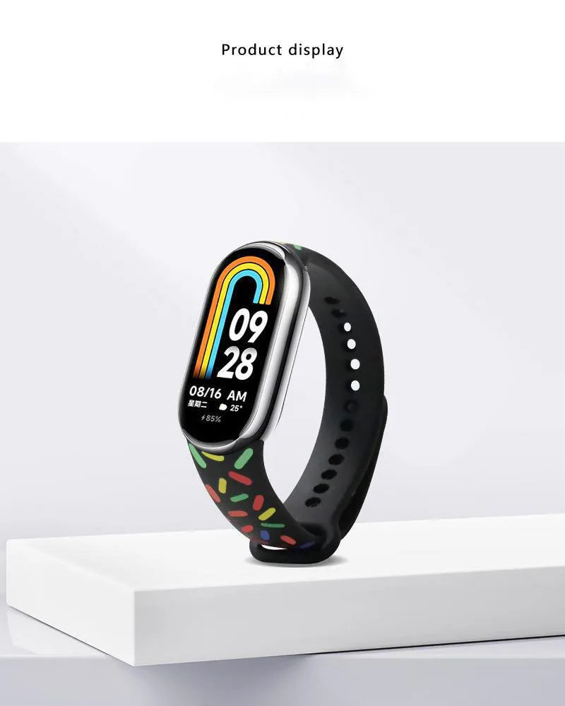 Printing Watch Strap for Xiaomi Mi Band 8 7 6 5 4 3 Wristband Silicone Bracelet Wrist Straps MiBand 3 4 Smartwatch Accessories