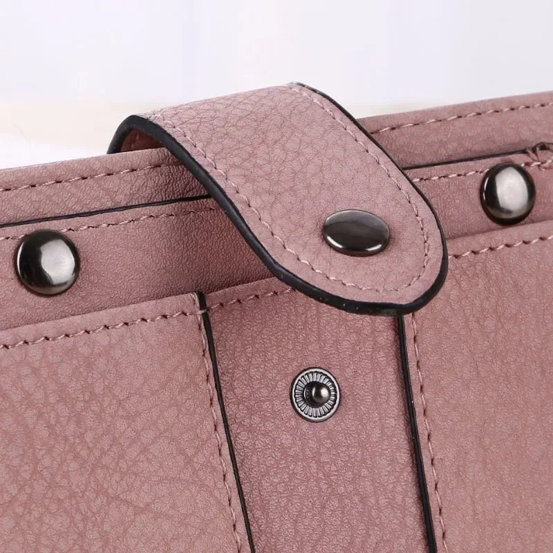 Women Wallet Retro Rivets PU Short Wallet Coin Purse Card Holders Handbag for Girls Purse Small Wallet Ladies Bolsa Feminina