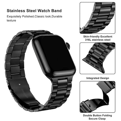 Stainless steel strap for Apple Watch Band 49mm 45mm 44mm 42 41mm 40mm 38mm Waterproof for iWatch Series 9 8 7 6 5 4 SE 3 Ultra