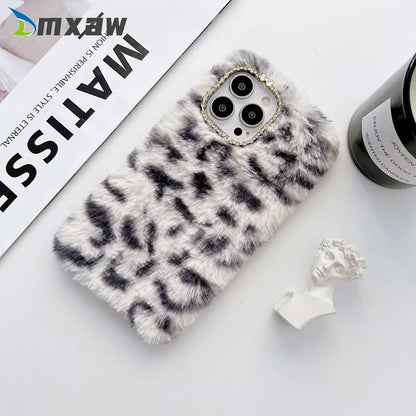 Fashion Plush Fur Phone Case For Xiaomi Redmi 10 9T 9C 9A 9 Note 11 10 8 9 7 6 Pro Max 10S 9T 9s 8T Leopard Fluffy Soft Case