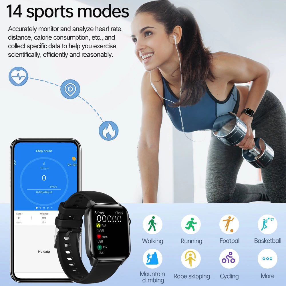 2024 New 1.85&quot; Men Women Blue Tooth Call Smart Watch Heart Rate Blood Oxygen Sports Fitness Waterproof Bracelet Music Smartwatch