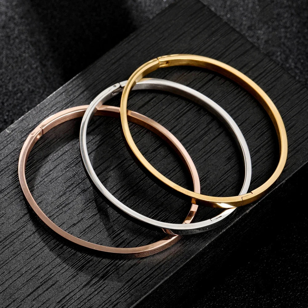 Simple Lovers Woman Men Stainless Steel Bracelets Charm Bangle Feminina Trendy Jewelry Couple Bracelet Gift Fashion Nail Bangles