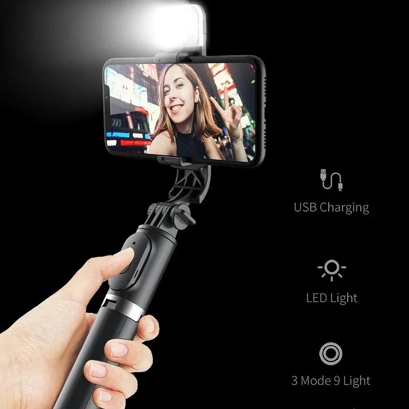 FGCLSY Phone Selfie stick Tripod 1045mm with Wireless Bluetooth LED Fill Light with Remote Shutter for Android IOS Cellphone