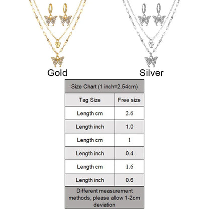 Necklaces Suits Wedding Fashion Butterfly Pendant Necklace &amp; Earrings Set New Trend-Crystal Jewelry Set For Women Girls Gifts