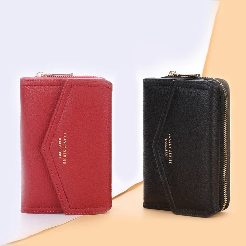 Yellow Wallets for Women Large Capacity Clutch Bag Green Zipper Coin Purse Card Holder Wallet Ladies Purses Leather Red Wallet