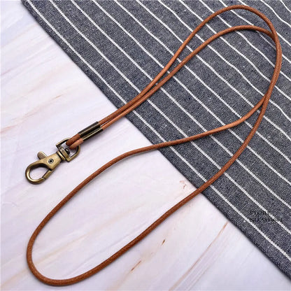 1PCS Genuine Leather Lanyard Neck Strap For Mobile Phone Bag Keys ID Credit Work Card Holder Keychain Neckline DIY Necklace