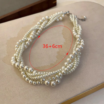 1PCS Twining Pearl Choker Necklaces Geometric Necklaces Weddings Bride Jewelry Accessories For Women