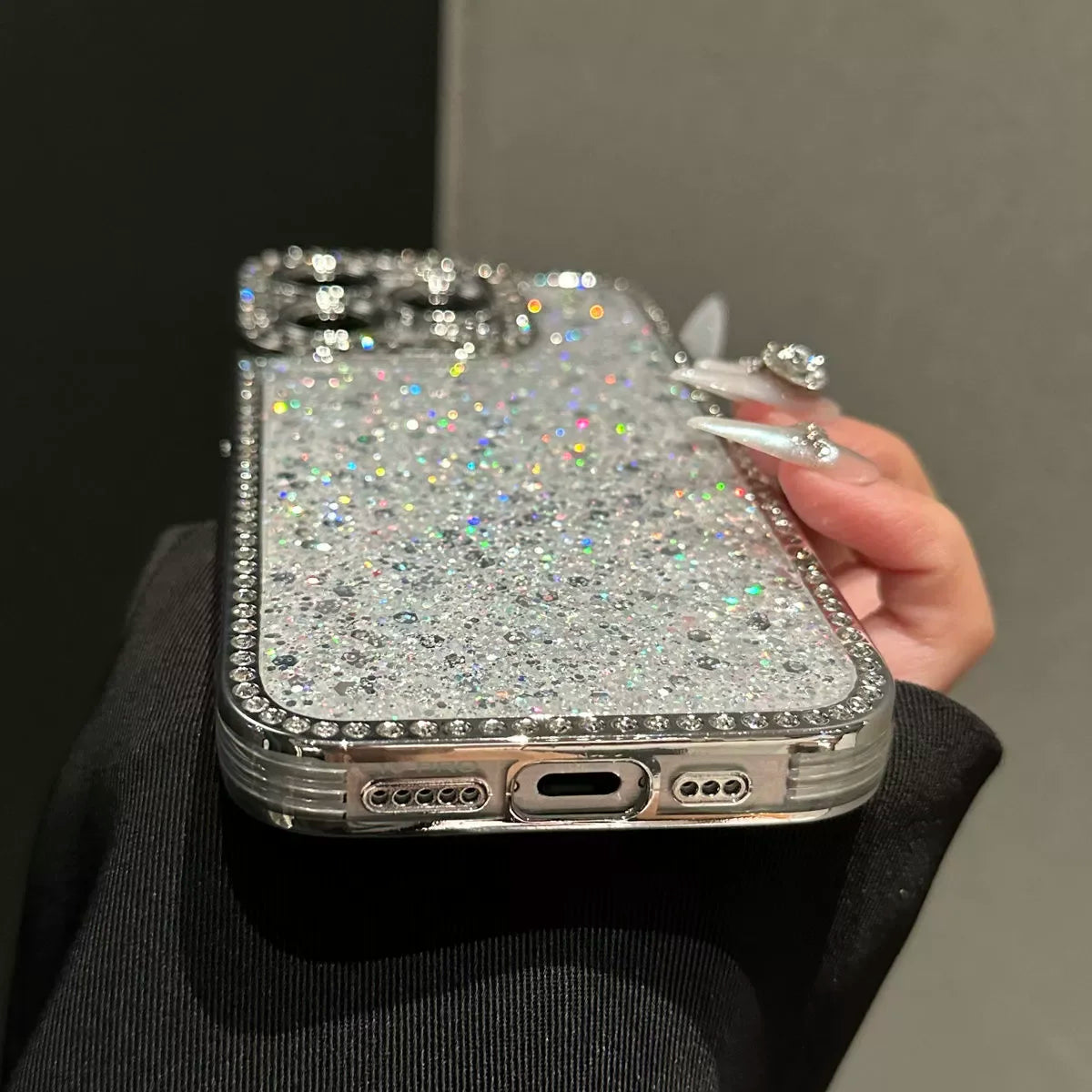 Luxury Diamond Frame Bling Sequins Glitter Case For iPhone 15 14 13 12 11 Pro Max Plus Clear Soft Silicone Shockproof Cover