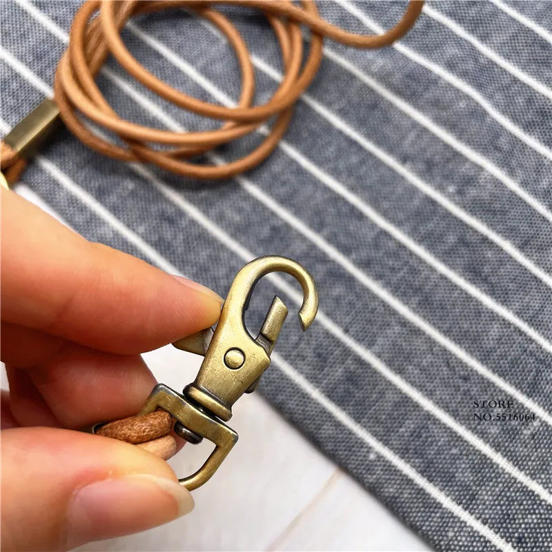 1PCS Genuine Leather Lanyard Neck Strap For Mobile Phone Bag Keys ID Credit Work Card Holder Keychain Neckline DIY Necklace