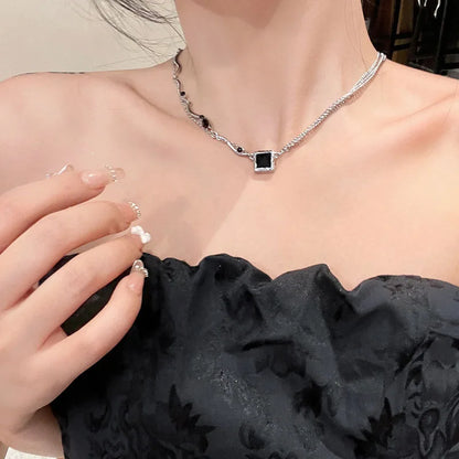 Y2K Star Zircon Pendant Necklace for Women Luxury Sweet Cool Girl Punk Heart Clavicle Chain 2023 New Fashion Jewelry Party Gift