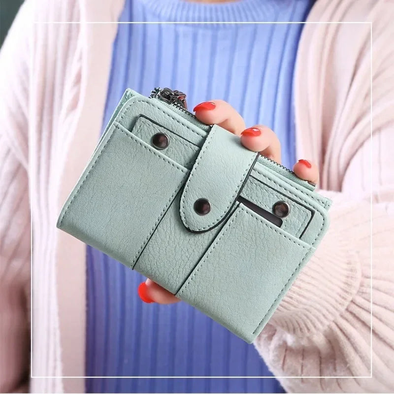 Women Wallet Retro Rivets PU Short Wallet Coin Purse Card Holders Handbag for Girls Purse Small Wallet Ladies Bolsa Feminina