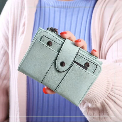 Women Wallet Retro Rivets PU Short Wallet Coin Purse Card Holders Handbag for Girls Purse Small Wallet Ladies Bolsa Feminina