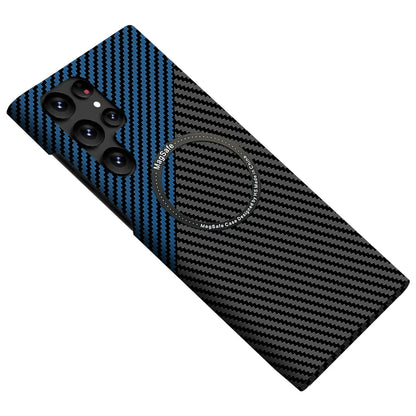 Carbon Fiber Texture Pattern Magnetic Ultra Slim Case For Samsung Galaxy S22 Ultra S23 Plus Matte MagSafe Ring Armor Cover Coque