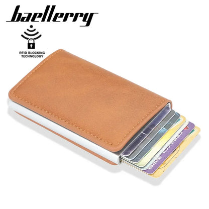 2024 New Wallet Blocking Rfid PU Leather Vintage Credit Card Holder Unisex Antitheft Security Aluminum Metal Purse