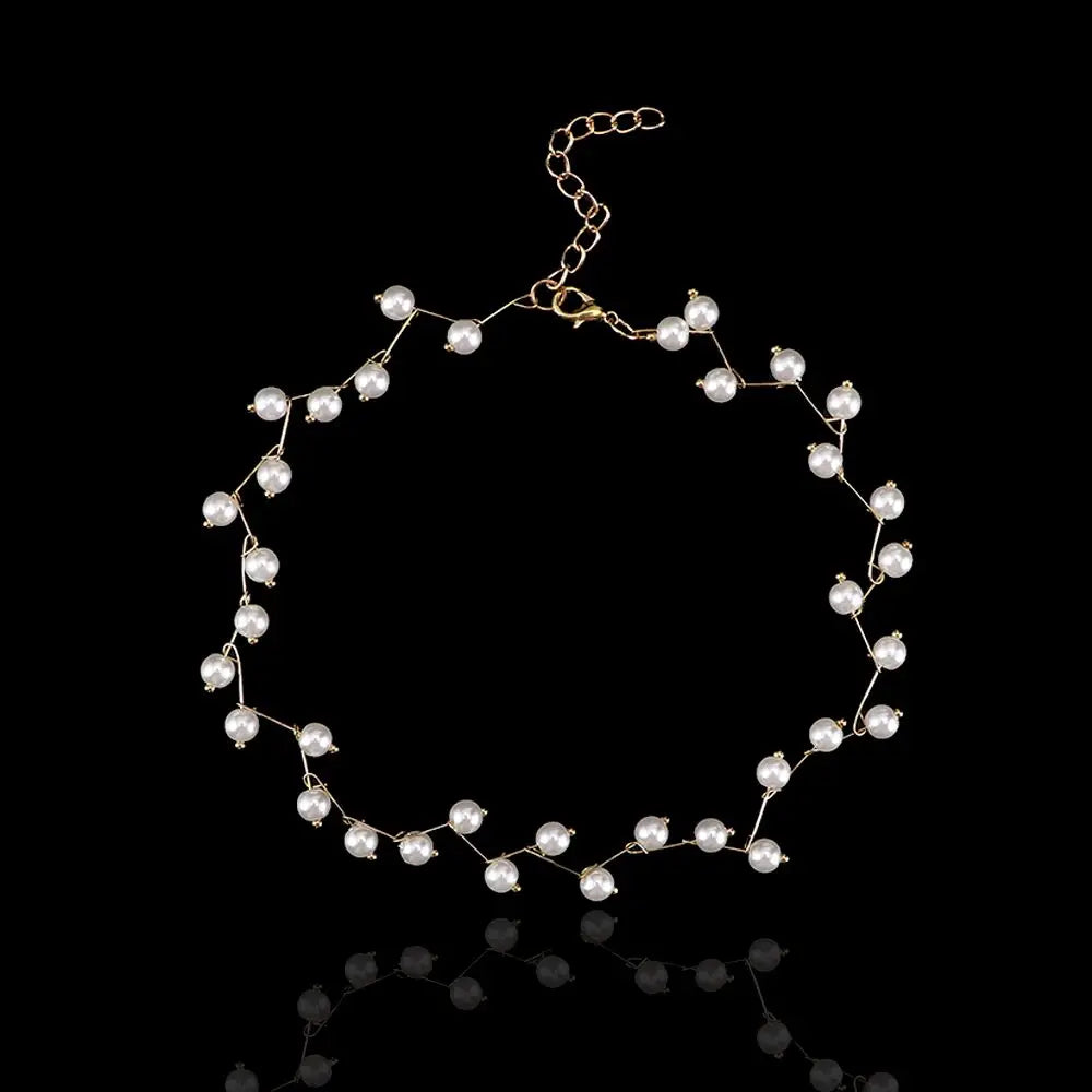 Wedding for Women Bride Necklace Elegant Collar Simulated Pearl Clavicle Chain Female Jewelry