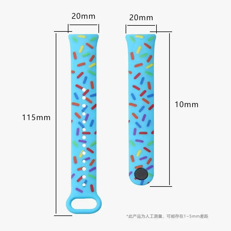 Printing Watch Strap for Xiaomi Mi Band 8 7 6 5 4 3 Wristband Silicone Bracelet Wrist Straps MiBand 3 4 Smartwatch Accessories