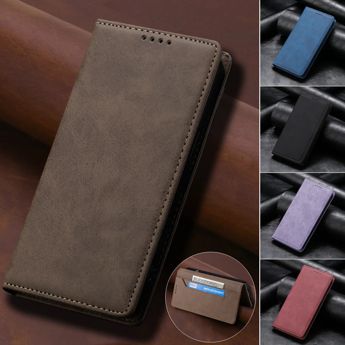 Flip Leather Case For Samsung Galaxy S24 Ultra S23 S22 S21