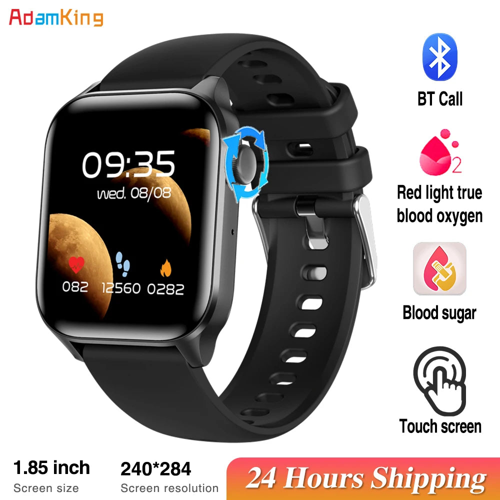 2024 New 1.85&quot; Men Women Blue Tooth Call Smart Watch Heart Rate Blood Oxygen Sports Fitness Waterproof Bracelet Music Smartwatch