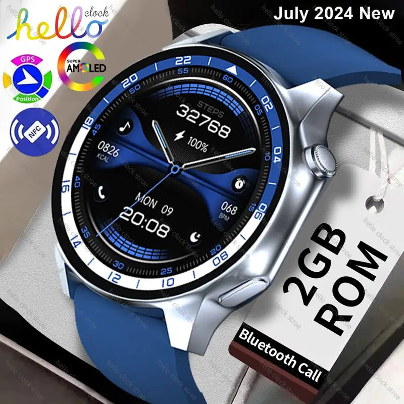 ساعة ذكية OPPO 2024 مقاس 1.43 بوصة AMOLED 2G ROM GPS Position NFC Compass Clock Bluetooth Call ساعة ذكية للرجال والنساء لنظام IOS وAndroid