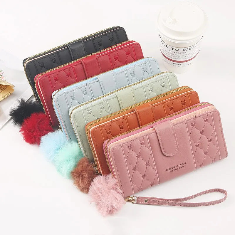 Women Long Wallet Pu Leather Card Holder Large Capacity Hasp Zipper Coin Purse Multi Card Organizer Cell Phone Wristlet Handbag