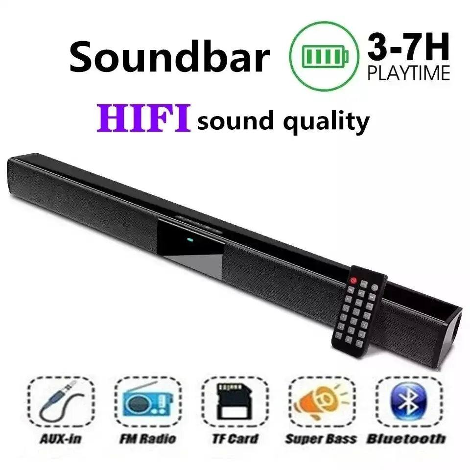 مكبر صوت لاسلكي بتقنية البلوتوث عالي الجودة من Soundbar، مسرح منزلي، تلفزيون، كمبيوتر، صدى حائط، ستيريو محيطي، راديو FM، جهاز تحكم عن بعد، مكبر صوت فرعي