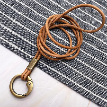 1PCS Genuine Leather Lanyard Neck Strap For Mobile Phone Bag Keys ID Credit Work Card Holder Keychain Neckline DIY Necklace