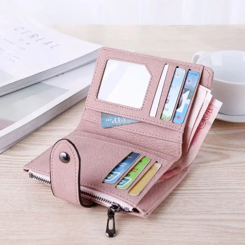 Women Wallet Retro Rivets PU Short Wallet Coin Purse Card Holders Handbag for Girls Purse Small Wallet Ladies Bolsa Feminina