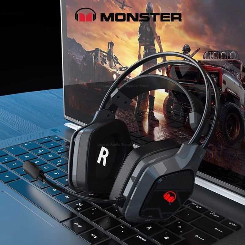 سماعات Monster N1 N1S الأصلية 3.5MM/USB للحد من الضوضاء وسماعات الألعاب اللاسلكية وسماعات الرأس ذات زمن الوصول المنخفض