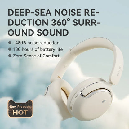 سماعات رأس Sanag D50 -48dB ANC Hybrid Active Noise Cancelling مع تشغيل لمدة 130 ساعة وسماعات رأس لاسلكية للألعاب تعمل بتقنية البلوتوث