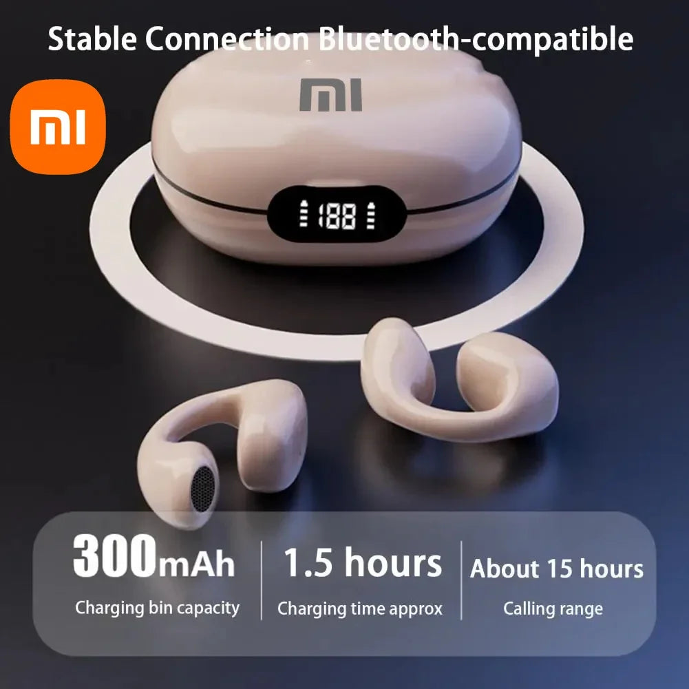 سماعات أذن Xiaomi D101 Bone Conduction Bluetooth Sound HiFi Stereo Sports سماعات رأس مقاومة للماء مع شاشة LED للطاقة وسماعات رأس للنوم 