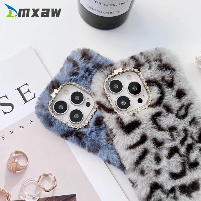 Fashion Plush Fur Phone Case For Xiaomi Redmi 10 9T 9C 9A 9 Note 11 10 8 9 7 6 Pro Max 10S 9T 9s 8T Leopard Fluffy Soft Case