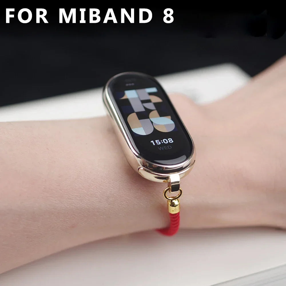 Woven Nylon Strap for Xiaomi Mi Band 8 Smart Bracelet Replacement Accessories Watchband Miband 8 Smartwatch Active Buckle Correa