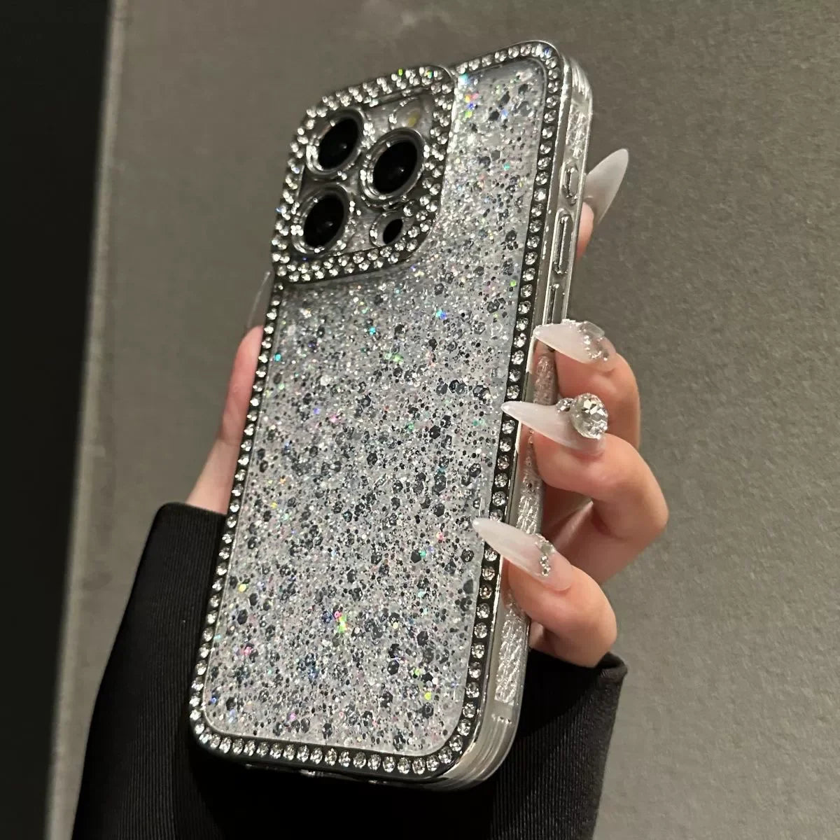 Luxury Diamond Frame Bling Sequins Glitter Case For iPhone 15 14 13 12 11 Pro Max Plus Clear Soft Silicone Shockproof Cover