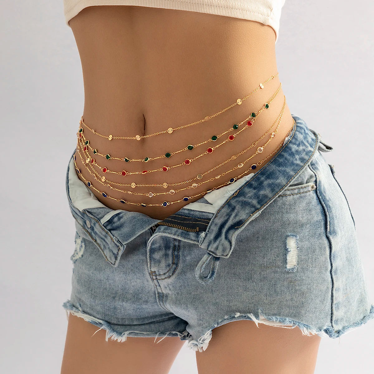 Boho Crystal Zircon Waist Beads Belly Belt Chain Summer Beach Bikini Rave Festival Sexy Accessories for Women Body Jewelry New