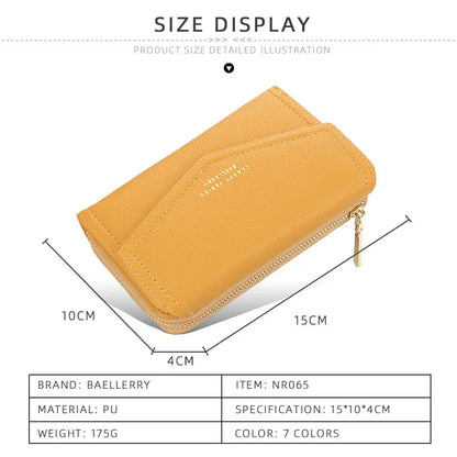 Yellow Wallets for Women Large Capacity Clutch Bag Green Zipper Coin Purse Card Holder Wallet Ladies Purses Leather Red Wallet