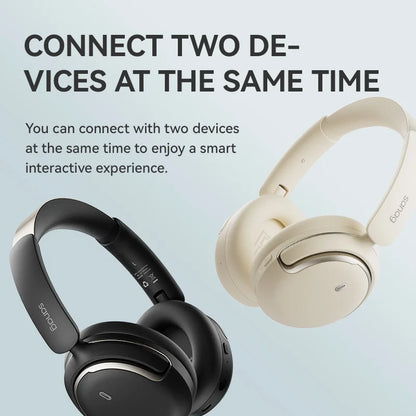 سماعات رأس Sanag D50 -48dB ANC Hybrid Active Noise Cancelling مع تشغيل لمدة 130 ساعة وسماعات رأس لاسلكية للألعاب تعمل بتقنية البلوتوث