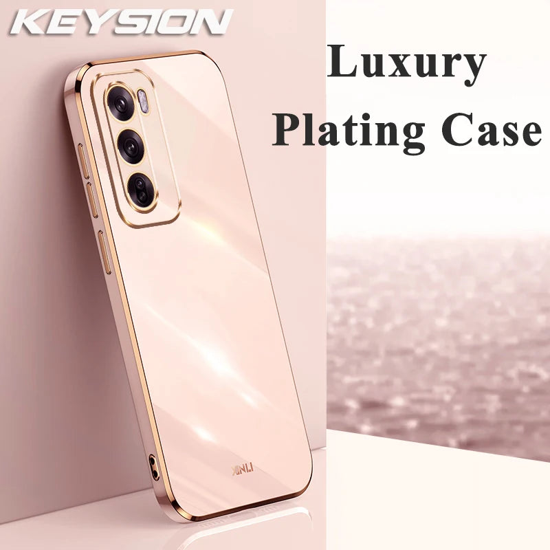 جراب KEYSION الفاخر المطلي لهاتف OPPO Reno12 Pro 5G، غطاء خلفي مربع مقاوم للصدمات من السيليكون الناعم TPU لهاتف OPPO Reno 12 Pro 5G