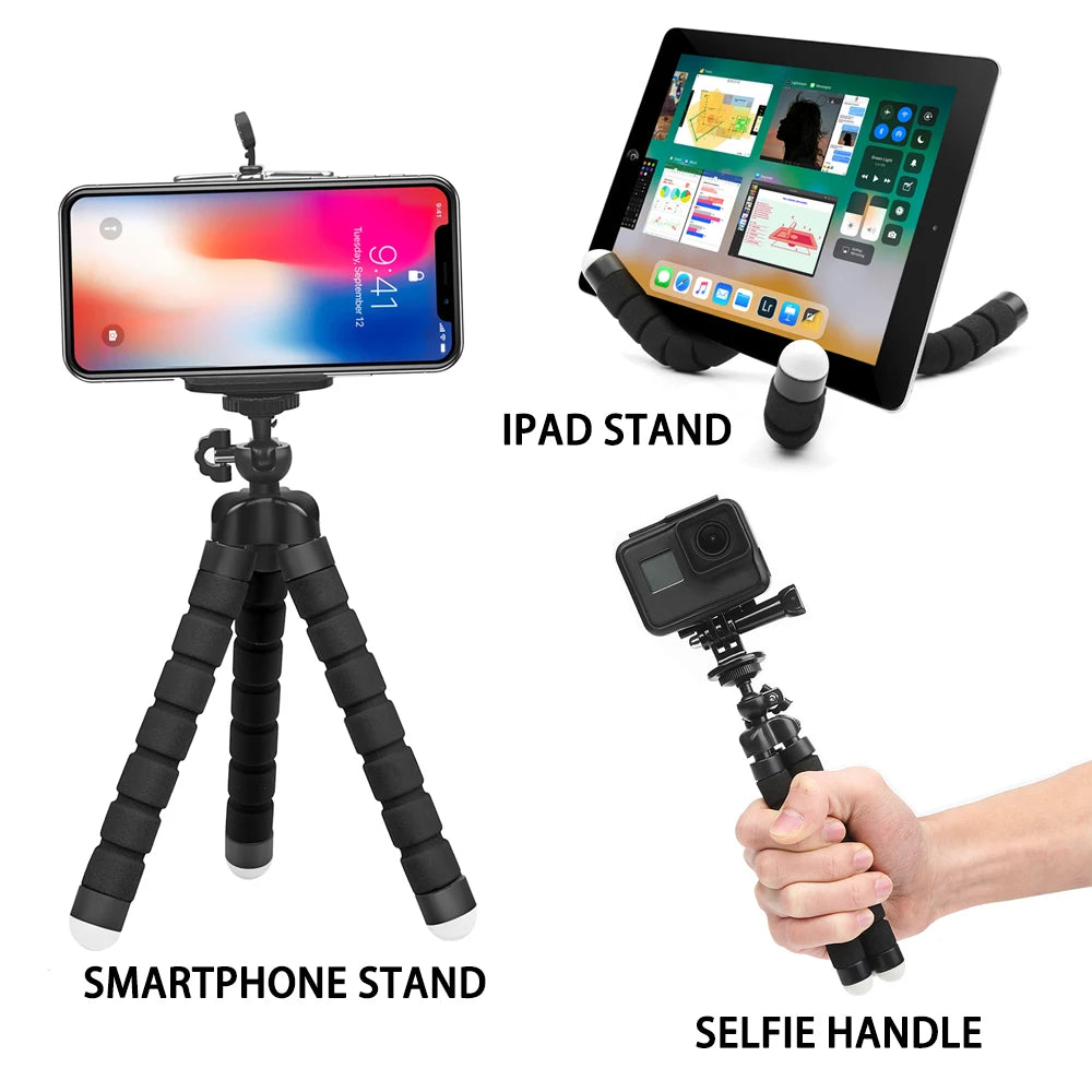 Cell Phone Octopus Tripod Flexible Selfie Stand Portable Desktop Holder Mobile Camera Controller Bluetooth Remote Control Photo