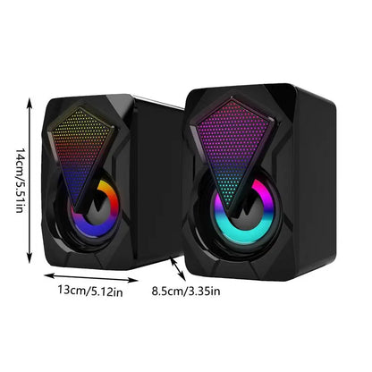 RGB PC Speakers For Desktop Subwoofer Speaker System With Colorful RGB Lights Clear Sound Multimedia 2Pcs Plug &amp; Play Speakers