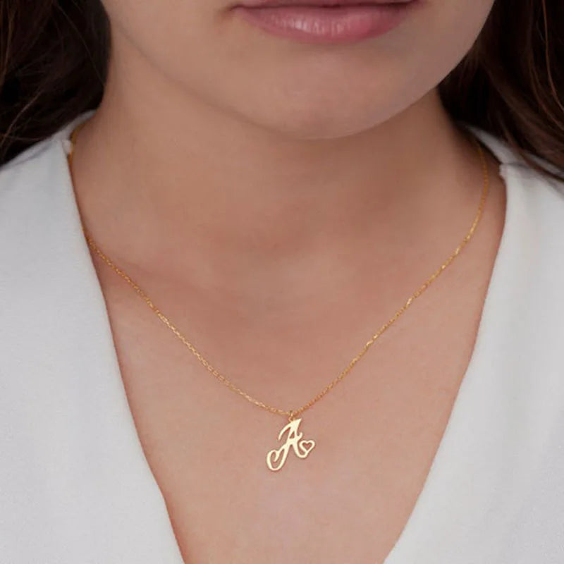 Cheap Items A-Z Initial Letter Pendant Necklaces For Women Stainless Steel Jewelry Collier Femme Bff Gifts